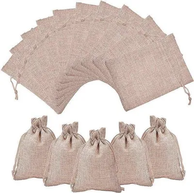 Zdjęcie produktu dla Torby jutowe 7 x 9 cm, 50 sztuk, materiał naturalny