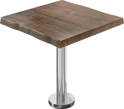 Produktbild von PML | Bistro Baumkanten Tisch | Quadratisch | 60 x 60 x 77 cm | Walnuß / Edelstahl | Bistrotisch Gastro Tisch Waldkante