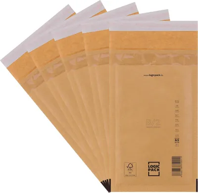 Produktbild von Logic Pack 200 Braune Luftpolsterumschläge B2 Gepolsterte Versandtaschen