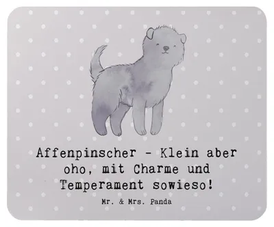 Produktbild von Mr. & Mrs. Panda Mauspad Affenpinscher Charme - Grau Pastell - Geschenk, Hunderassen Eigenschaften, Klein aber oho, lebhaft, treuer Begleiter, pc, Mouse Pad, Hunderasse