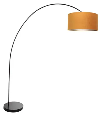 Image de Lampadaire - noir - Solva - métal textile - lampe arquée - E27 - 3896ZW - Mexlite