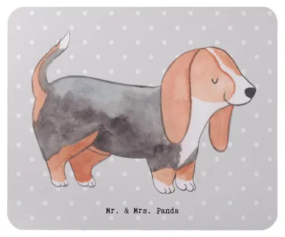 Produktbild von Mr. & Mrs. Panda Mauspad Basset Hound Lebensretter - Grau Pastell - Geschenk, Mousepad, pc, laptop, Mouse Pad