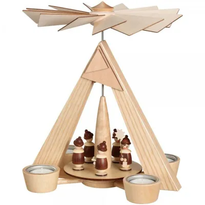 Produktbild von Teelichtpyramide Kurrende natur   BxHxT 24,5x29x24,5cm NEU