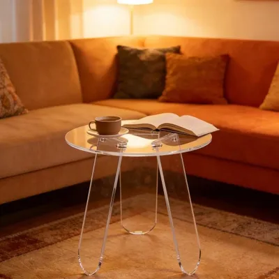 Image de Table d'appoint en acrylique transparent avec pieds triangulaires