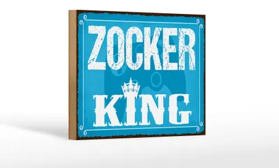 Produktbild von Holzschild Spruch 18x12 cm Zocker King Gamer Dekoration