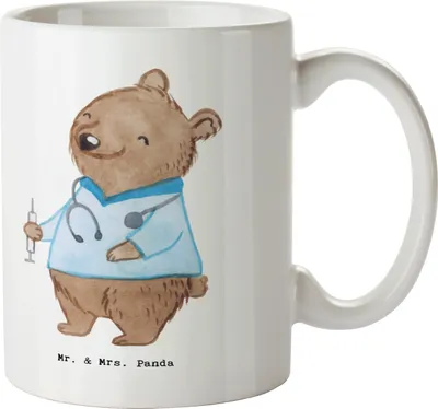 Produktbild von Mr. & Mrs. Panda Trinkbecher Anästhesist Herz - Weiß - Geschenk, Tasse, Krankenhaus, Anästhesie, Teetasse, nach Der OP, Kaffeebecher, Kaffeetasse, Pott, Studium, vor