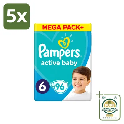 Image de 5 couches Pampers Active Baby, taille 6 (15+ kg) - Pack économique - 5 couches