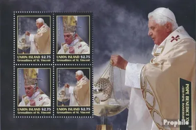 Produktbild von Briefmarken St. Vincent - Union Island 2010 Mi 500-501 Kleinbogen (kompl.Ausg.) postfrisch 5 Jahre Papst Benedikt XVI.