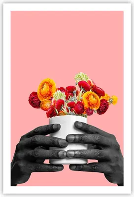 Produktbild von Poster - Poster ohne Rahmen - Schwarz Hände Blumen - 61x91,5 cm - Wand Bild - Wanddeko - Wandbilder - Kunstposter - Wandposter - Bilder - Kunstdruck - Wanddekoration - Wandbild - P2XPA61x91-4706