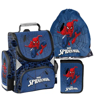 Produktbild von Schulranzen 3-tlg. Set für Mädchen & Jungen SPIDERMAN – Paso Ranzen, Mäppchen, Tasche