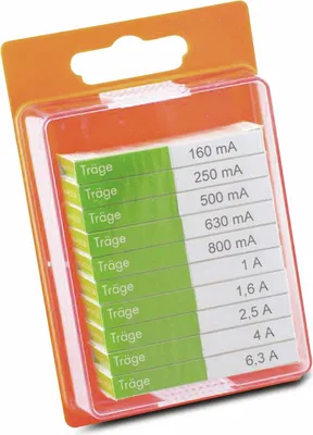 Immagine prodotto di Assortimento di fusibili miniaturizzati ESKA, 122800, (Ø x L) 5 mm x 20 mm lento -T- Contenuto 100 pz.