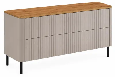 Image de Armoire de salle de bain 120, finition cachemire, placage chêne, pieds noirs, dimensions : 120,8 x 44,2 x 65 cm, Image générée par une IA