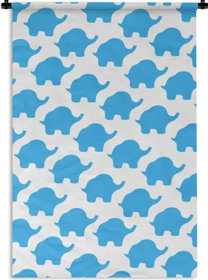 Produktbild von MuchoWow® Wandteppich Wandbehang Blau - Elefant - Design 60x90 cm Tapisserie Dekoration Wandtuch - Foto-Teppich - Abwaschbar