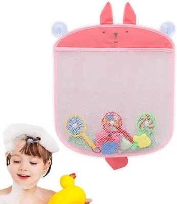 Produktbild von Famanu Badspeelzeugtas - Organizer für Badezimmer mit 2 Saugnäpfen in Rosa