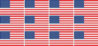 Produktbild von Mini Aufkleber Set - Pack glatt - 50x31mm - selbstklebender Sticker - USA - United States - Flagge / Banner / Standarte fürs Auto, Büro, zu Hause und die Schule - 12 Stück