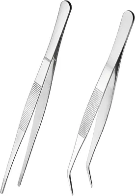 Productafbeelding van Precisie pincetten, gebogen, 14 cm, roestvrij staal, antislip, 2 stuks, voor aquaria