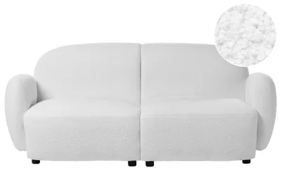 Produktbild von BELIANI 3-Sitzer Sofa Cremeweiß Bouclé Gepolstert mit Breiter Sitzfläche Armlehnen Organisches Retro Design Wohnzimmersofa Polstersofa Teddy Stoffsofa