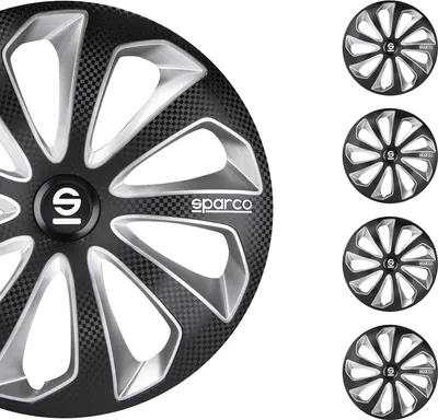 Produktbild von SPARCO Radkappe 14" Zoll Radzierblenden Satz schwarz/silber SPC1475BKSVC
