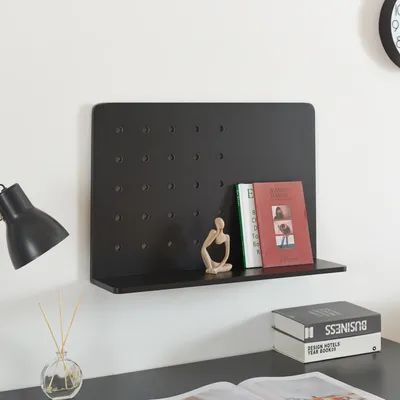 Immagine prodotto di Mensola a muro 'Dønna' 60x15x40cm con pannello decorativo nero forato
