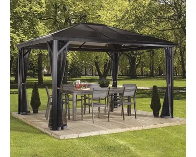 Produktbild von Sojag Aluminium Pavillon Verona aus Metall Gartenpavillon Gartenhütte Fußboden nicht vorhanden Gartenlaube 8.88 m² Walmdach