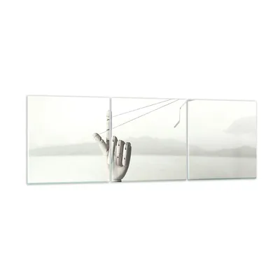 Produktbild von Bilder auf glas - 3 Teile - Modern Hand Drachen - 90x30cm - Glasbilder - Wandbilder - Bilder - zum Aufhängen bereit - Wanddekoration aus Glas - Glas Bilder - Wandbild auf Glas - GCA90x30-4697
