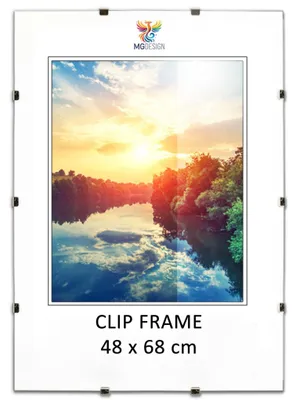 Obrázok produktu pre MG Design, rámik na fotografie 48 x 68 cm – rám bez rámu, s akrylátovým sklom a zadnou doskou z HDF – vhodný na fotografie, plagáty a puzzle, na zavesenie vertikálne aj horizontálne