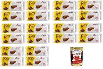 Produktbild von Balconi Mini Rolls cioccolato Mini-Schokoladenröllchen 20x180gr + Italian Gourmet polpa 400g