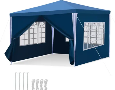 Image de Aopunly Pavillon de jardin 3x3m avec panneaux latéraux tente portable étanche avec tube en fer, vert