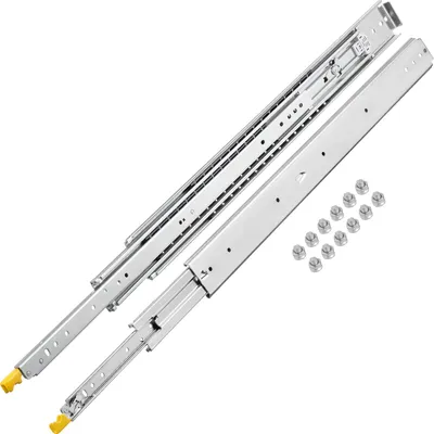 Immagine prodotto di VEVOR Guida per cassetti 2 pezzi Sistema di guide per cassetti 121,9-243,8 cm Estrazione completa Portata 225 kg Guida a rulli Acciaio laminato a freddo Zincato Guida per cassetti Adatta per scaffali per merci Armadio