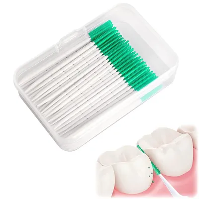 Produktbild von 400 Stück Interdentalbürsten Silikon weich Zahnzwischenraumbürsten für Zahnreinigung Zwischenräume mit tragbarer Box
