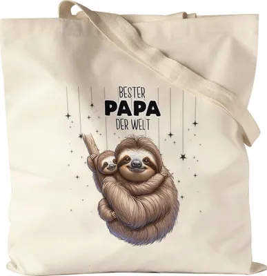 Produktbild von Bester Papa der Welt Faultier Papa Jutebeutel - Vatertag Geschenk