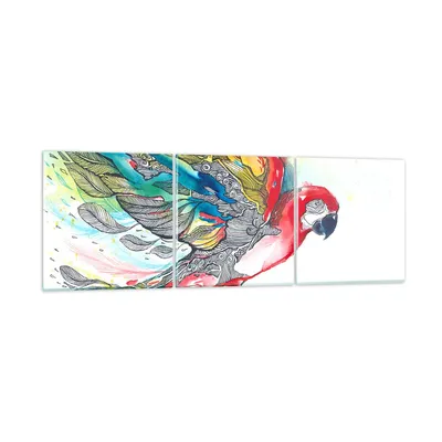 Produktbild von Bilder auf glas - Parrot Flügel Federn Natur - 150x50cm - Glasbilder - Wandbilder - Kunstdruck - zum Aufhängen bereit - Wanddekoration aus Glas - Glas Bilder - Wandbild auf Glas - GCA150x50-3008
