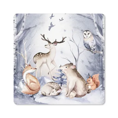 Produktbild von MuchoWow® Mauspad Mousepad Wald - Winter - Weihnachten 20x20 cm - Mousepads - Maus Mat - Pad - Mausunterlage - Desk Mat - Bureauartikeln