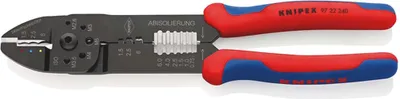 Produktbild von Knipex Crimpzange Länge 240mm schwarz lackiert für isoli.Kabelschuhe und Steckverb. 0,75-6 - 97 22 240
