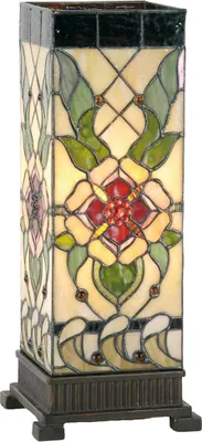 Immagine prodotto di Clayre & Eef Lampada da tavolo Tiffany 18x18x45 cm Beige Verde Vetro Rosa