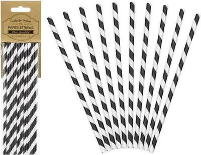 Produktbild von Papierstrohhalme, schwarz, 19,5cm (1 Packung / 10 Stk.)