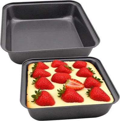 Produktbild von Braunie-Kuchen-Formen 2er-Pack, 22 x 22,5 x 5 cm, Backblech mit Antihaftbeschichtung, ideal für Hochzeitsfeiern