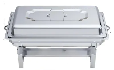 Image de Plat chauffant - Récipient isotherme - Plat de service pour buffet - Pour servir - Ensemble de service pour traiteur - 4 pièces en acier inoxydable - Capacité de 9 litres