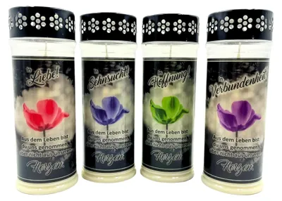 Produktbild von 4er SET Premium 7 Tage Design Grablicht "TULIP"