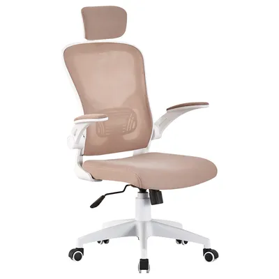 Produktbild von Bürostuhl Ergonomisch  Drehstuhl Schreibtischstuhl Mesh Netzstoff office Stuhl,Farbe:Weiß / Taupe