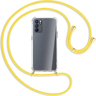 Produktbild von Handykette Backcover-Schutzhülle mit Band (Metall goldfarben) für Oppo Reno6 5G (PEQM00,CPH2251) - gelb