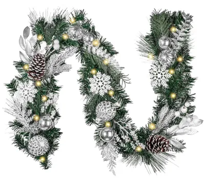 Immagine prodotto di Ghirlanda natalizia, 183 cm, con 20 LED e timer, colore argento e bianco