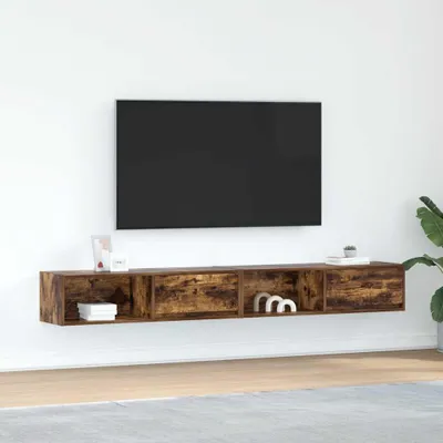Image de vidaXL Armoires TV 2 pcs. Chêne fumé 100x31x25,5 cm Matériau dérivé du bois