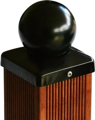 Produktbild von Pfostenkappe schwarz mit Kugel für Pfosten 8x8 cm - inkl. 2x Edelstahl-Schrauben