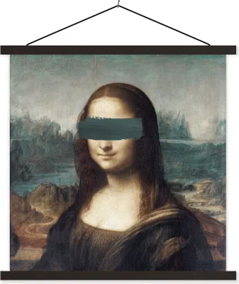 Produktbild von MuchoWow® Textilposter Mona Lisa - Leonardo da Vinci - Kunst 90x90 cm mit schwarzem Rahmen - Magnetisches