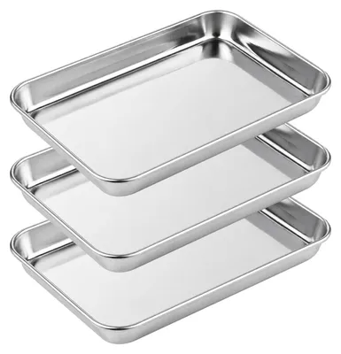 Zdjęcie produktu dla Blacha do pieczenia - Stal nierdzewna - 23 x 17 x 2,5 cm - Zestaw 3 szt.