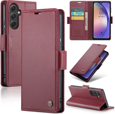 Produktbild von Galaxy A54 Hülle, Leder Brieftasche Kartenfach Schutzhülle mit Standfunktion für Samsung Galaxy A54 Rot