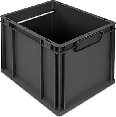 Immagine prodotto di Contenitore per cartelle sospese NextGen | A x L x P 32x30x40 cm | 30 litri | Maniglie nere chiuse | Nero | Contenitore Euro, contenitore da trasporto, contenitore impilabile, Eurobox