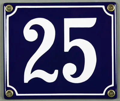 Produktbild von Hausnummernschild Emaille 25 blau - weiß 12x14 cm Schild Emaile Hausnummer Haus Num