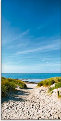 Produktbild von ARTland Glasbild Strand mit Sanddünen und Weg zur See Größe: 30x60 cm